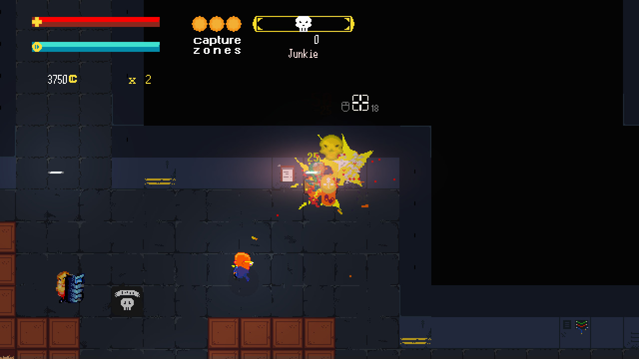 Baby Redemption gameplay screenshot: top-down slow-motion gunfight with bullets flying across the room.